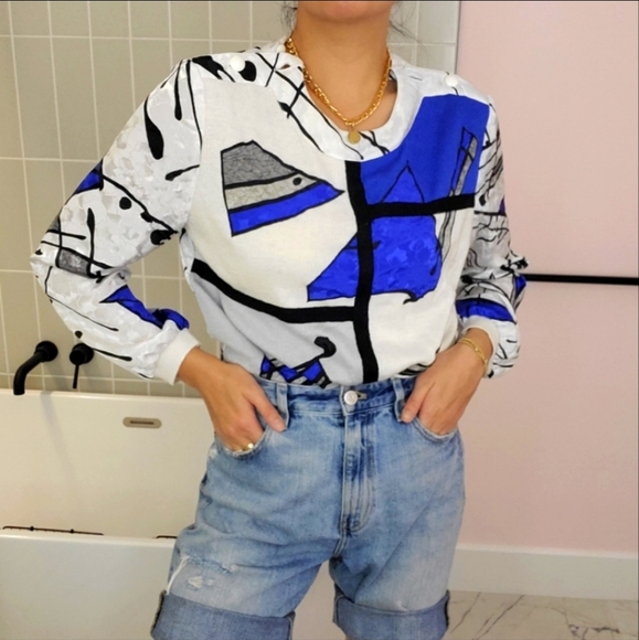 *Rare* Vintage 80s 90s graphic long sleeves top - Picture 3 of 4